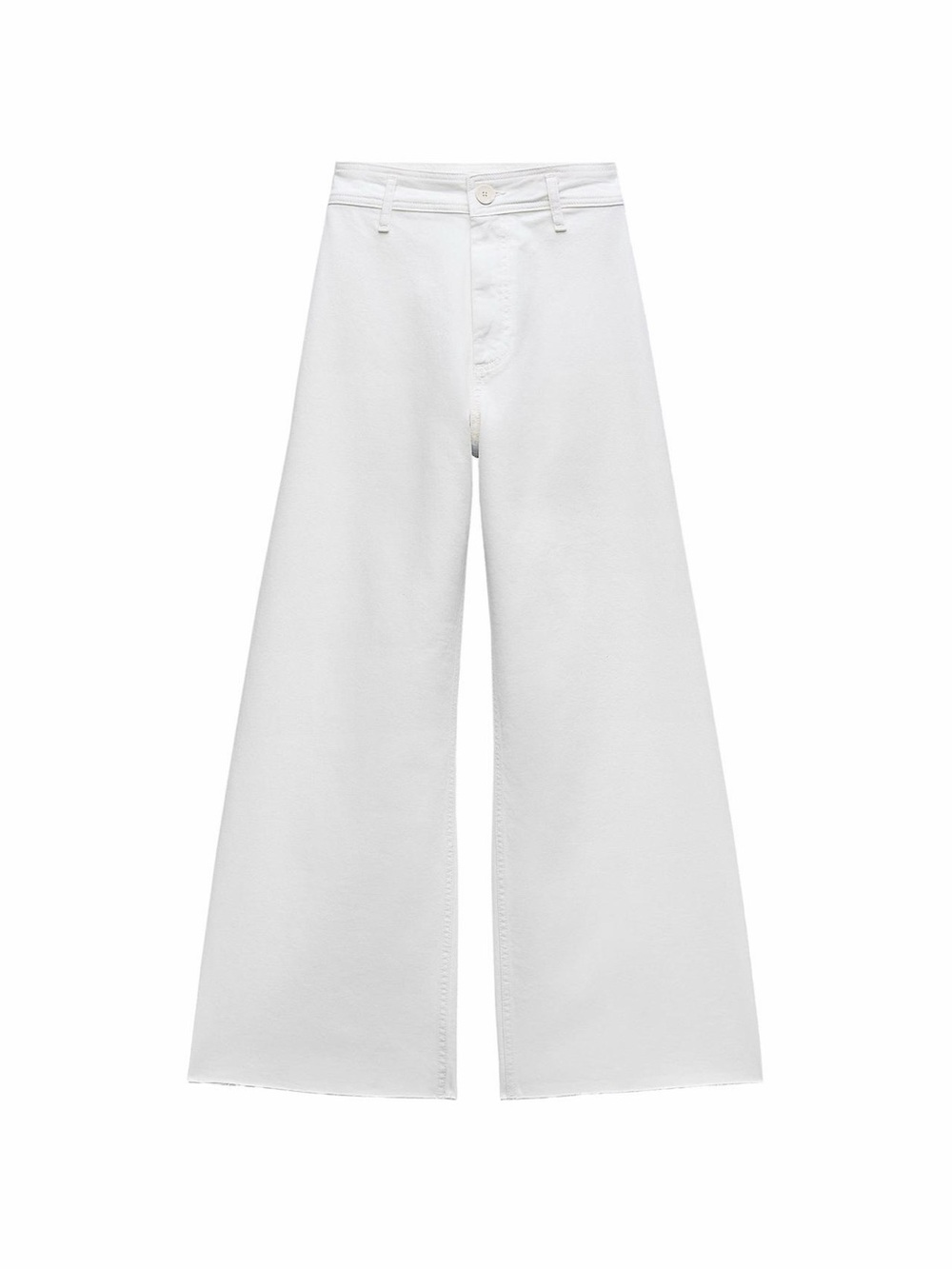 Zara White Wide-Leg marine straight pocket High-Rise Jeans